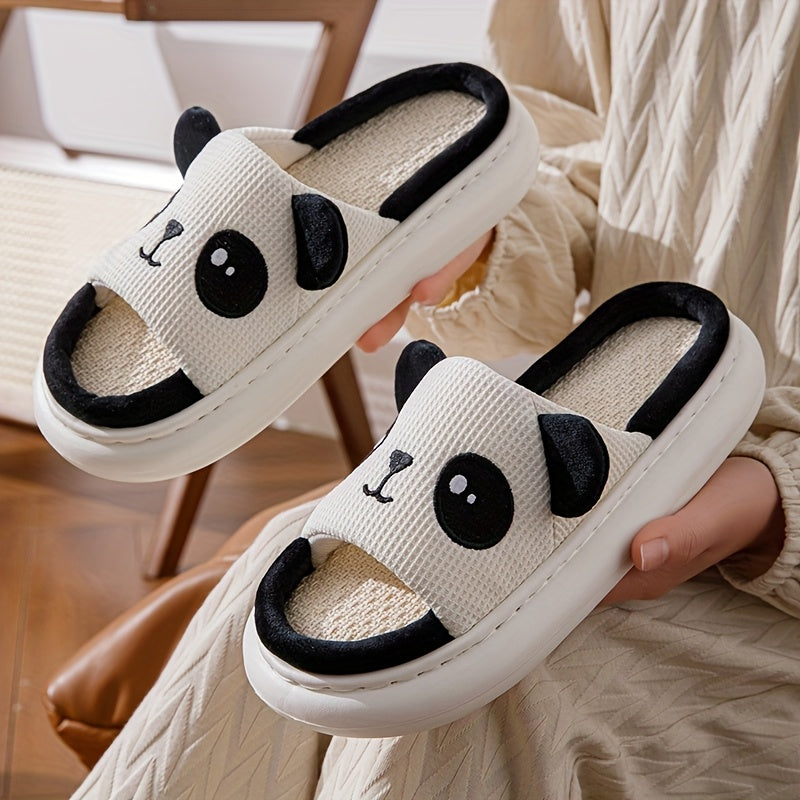 Unisex Linen Slip-On Slippers Soft Breathable Home Shoes All-Season