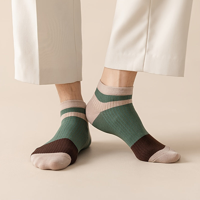 Men's Cotton Low Cut Socks Set of 5 Breathable Odor Control Sweat Absorbing for Spring Summer