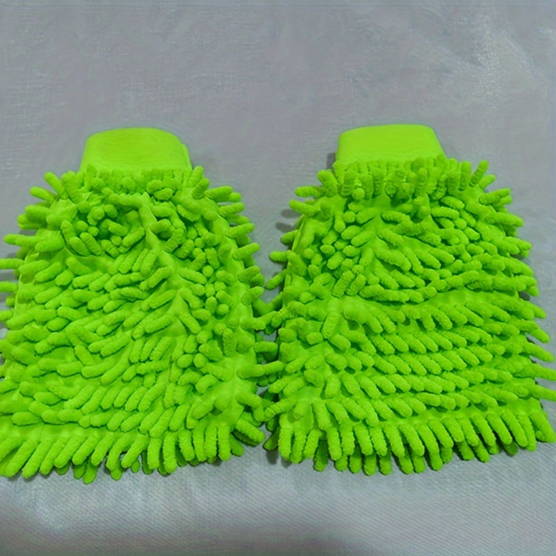 2-Pack Microfiber Car Wash Mitts Double-Sided Soft Cleaning Gloves