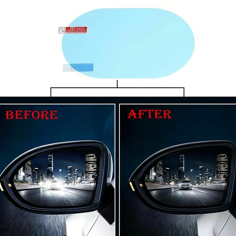 2-Pack PVC Anti-Fog Mirror Film Stickers Waterproof Clear Vision Shield for Car Side Mirrors