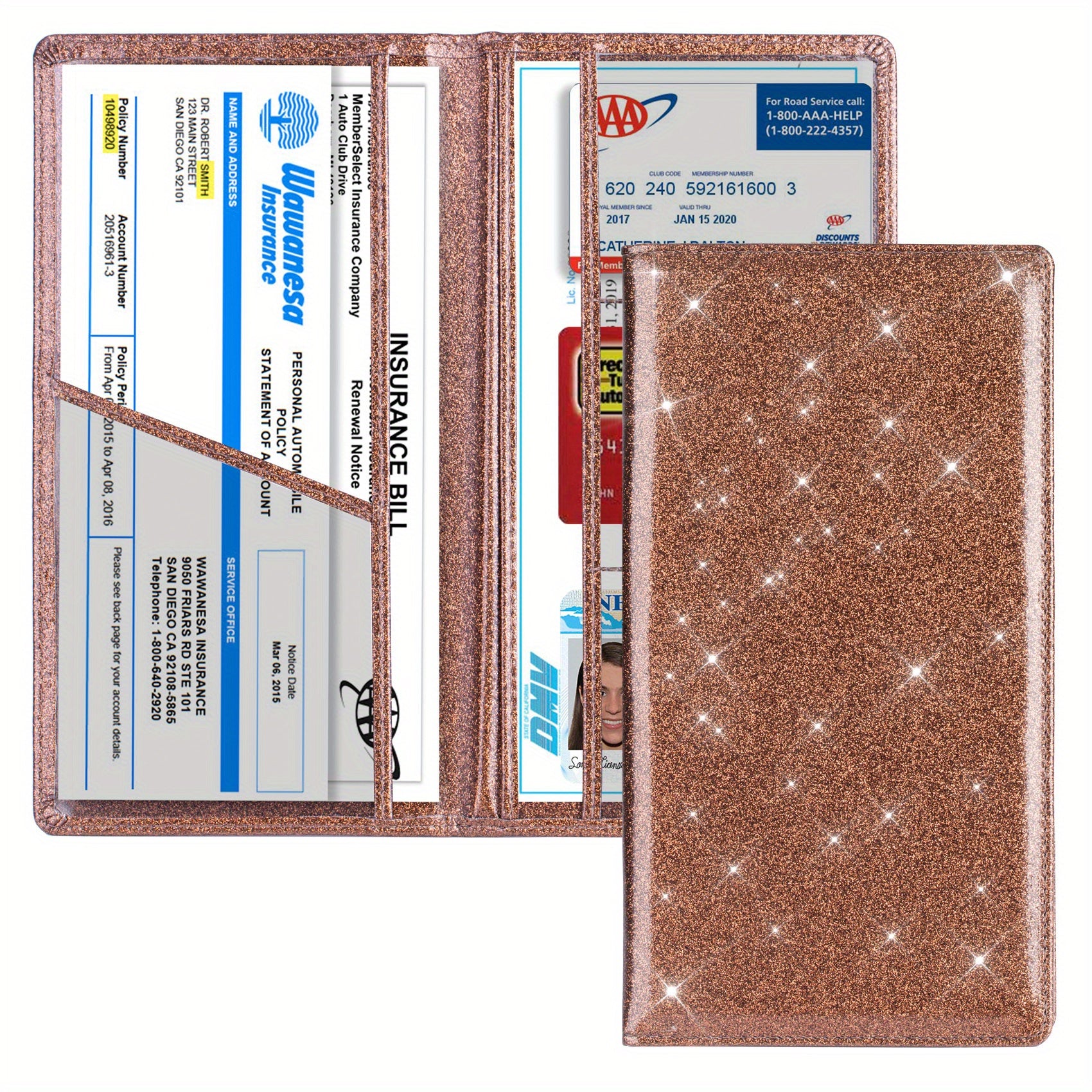 Avtomobil litsenziyasi va sug'urta kartasi tutqichli charmli transport hujjatlarini tashkil etuvchi