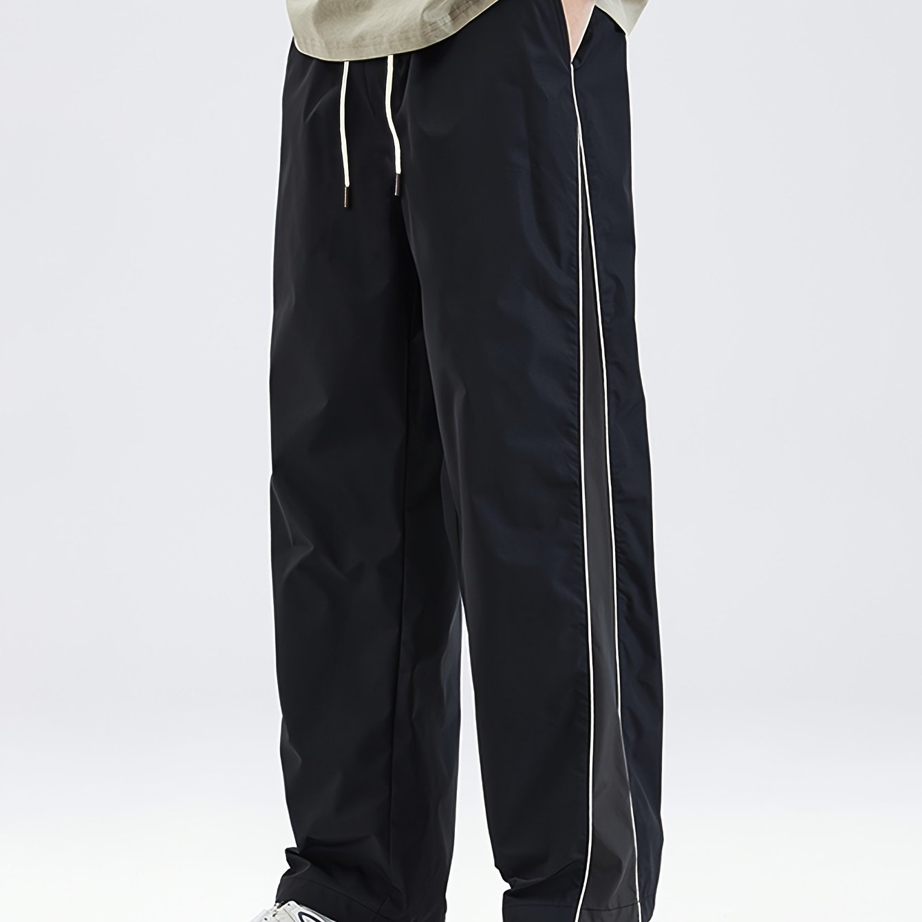 Men's Black Lightweight Joggers with Drawstring Waist for Spring and Fall