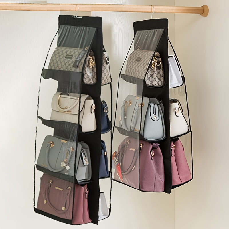 Fabric Wall Organizer with Secure Pockets for Closet Storage in Black and Dark Grey