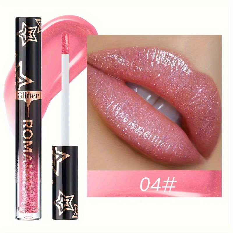 Women Pearlescent Liquid Lip Gloss Long-Lasting Shine Colors Orange Pink Red