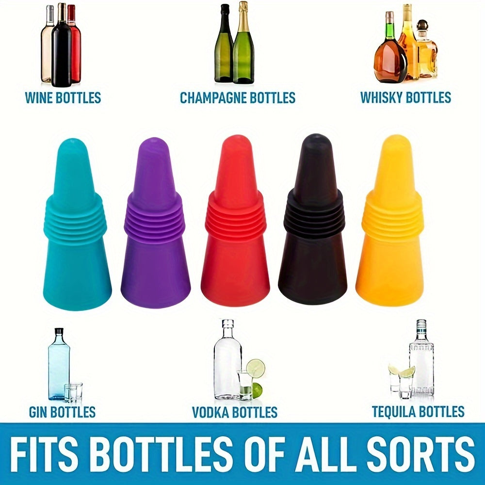 Silicone Bottle Caps Set 10pcs Reusable Stoppers for Beverages and Holidays