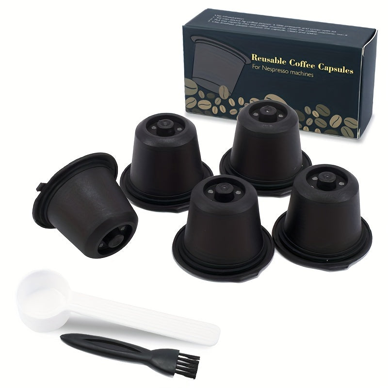 Reusable Coffee Capsule Shell Refill Filter Set 5pcs Curved Brush for Nespresso