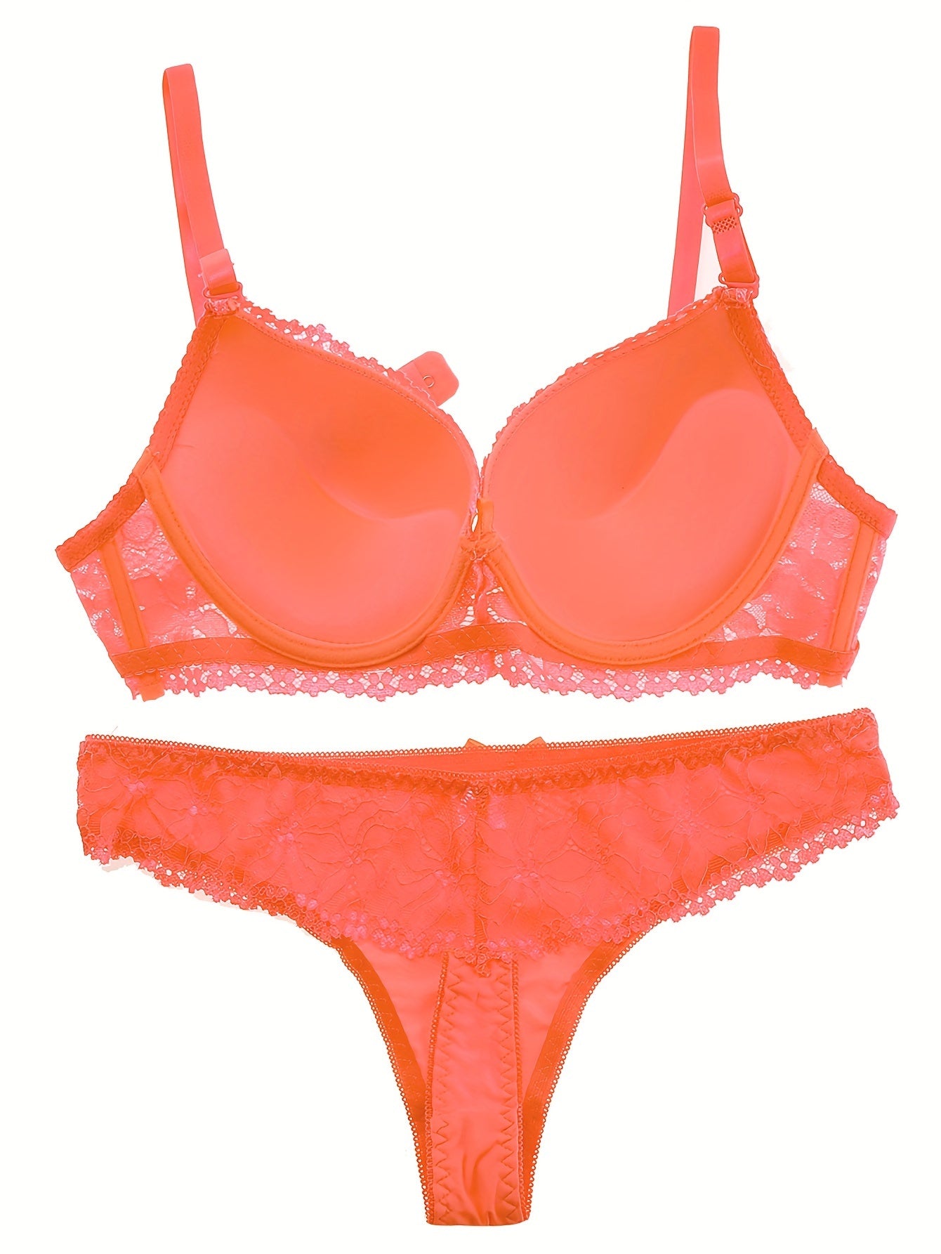 Black Lace Lingerie Set for Women Push-Up Bra and Thong Floral Design