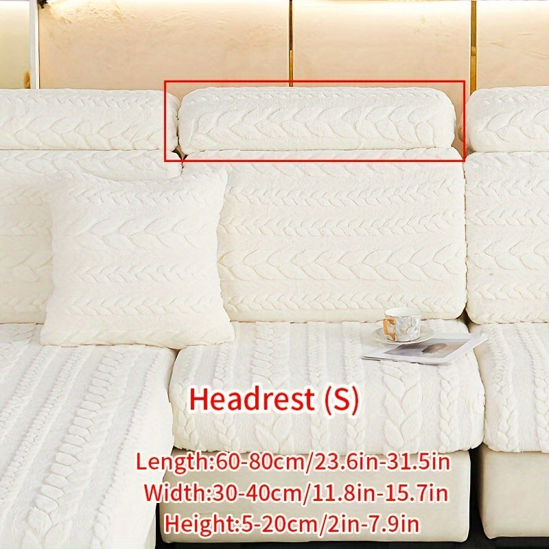 Wheat Sheaf Pattern Plush Sofa Cover Elastic Fit for 1-4 Seater Non-Slip Machine Washable