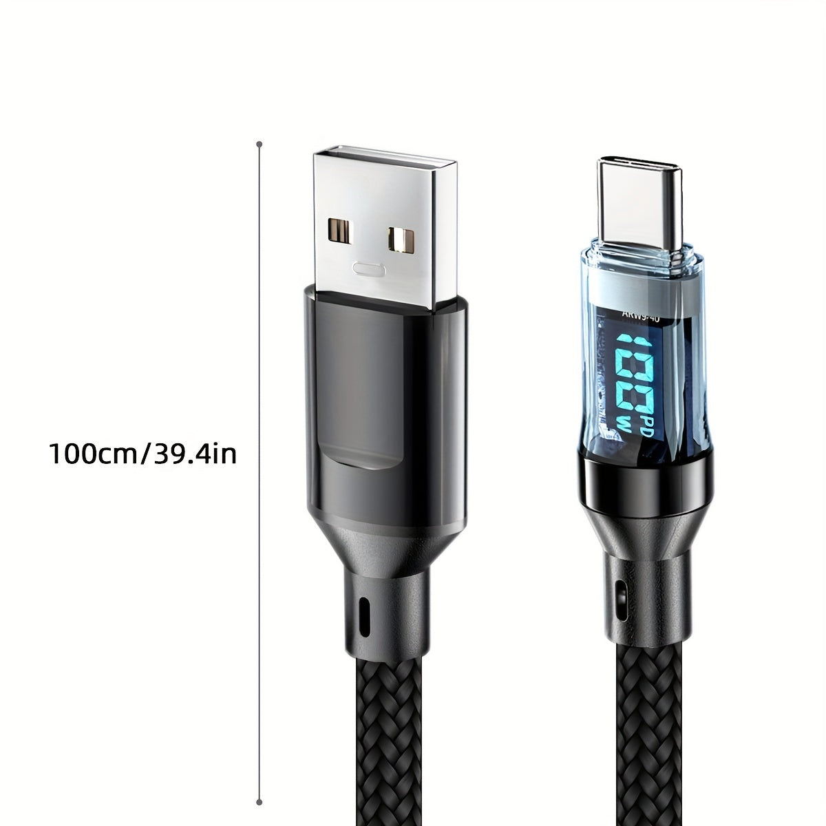 Cable de carga USB Tipo C de 120W con pantalla LED, carga rápida y segura