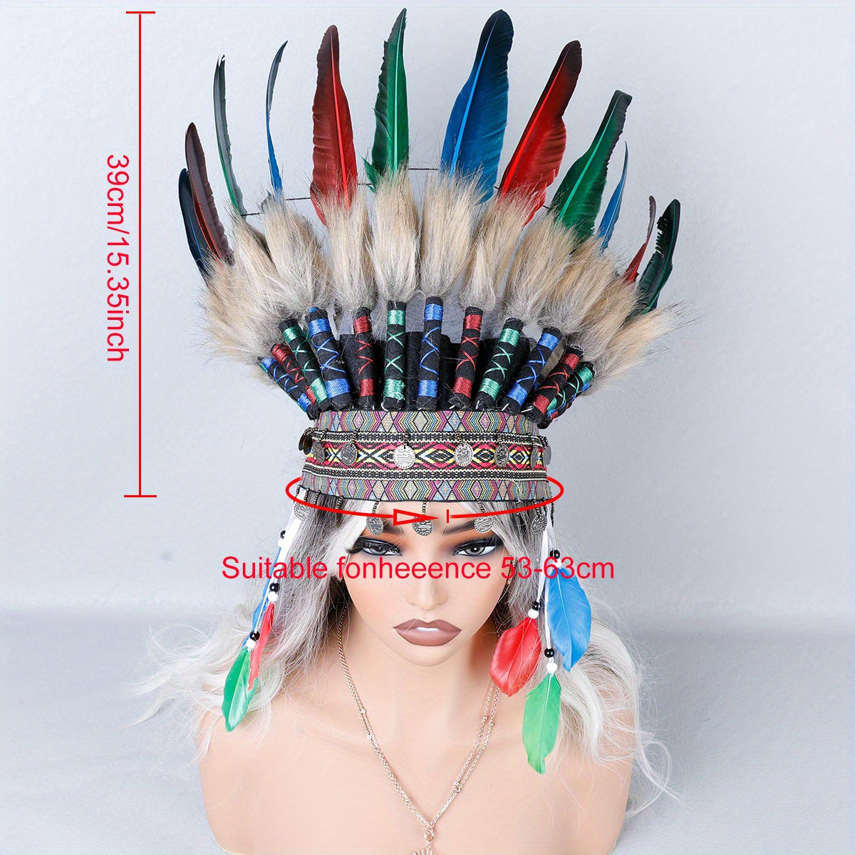 Colorful Man Headwear for Tribe Chief Halloween Masquerade Stage Performance Photography Prop