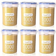 Set of 6 Round Plastic Food Storage Containers with Latch Lids Microwave Safe BPA-Free