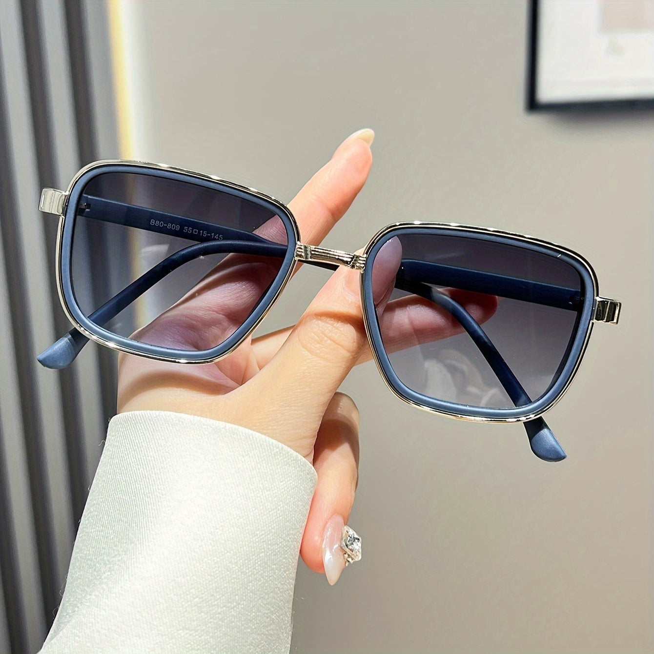 Women's Double-Layered Metal Frame Fashion Glasses with Clear Lenses