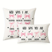 Наволочка для подушки с бантом Pink Coquette 29,97 см x 50,04 см Декор в фермерском стиле для дивана, кресла, спальни