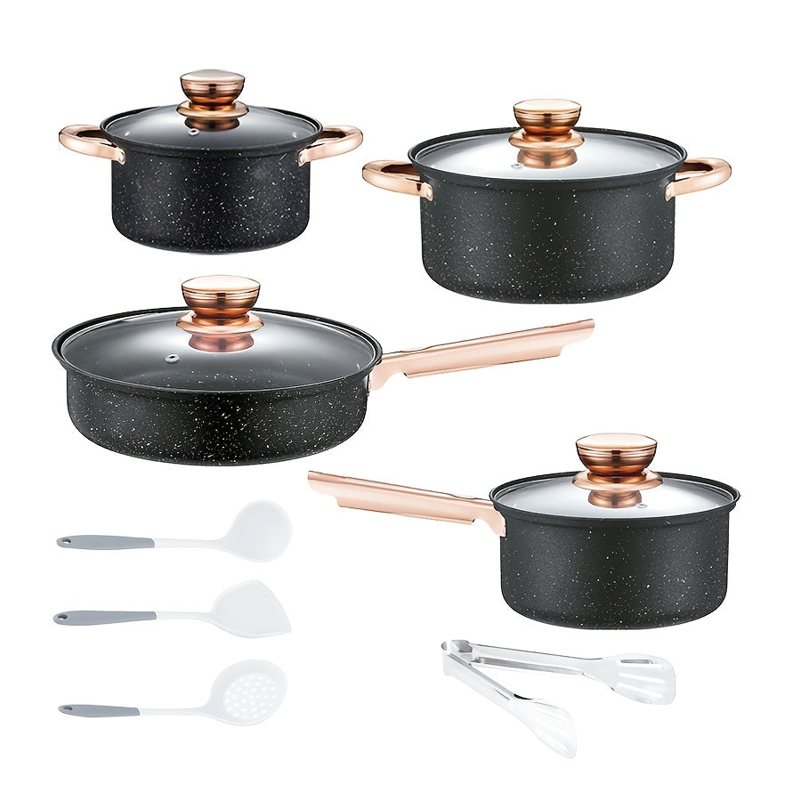 12-Piece Stainless Steel Cookware Set Non-Stick Pots with Silicone Kitchenware