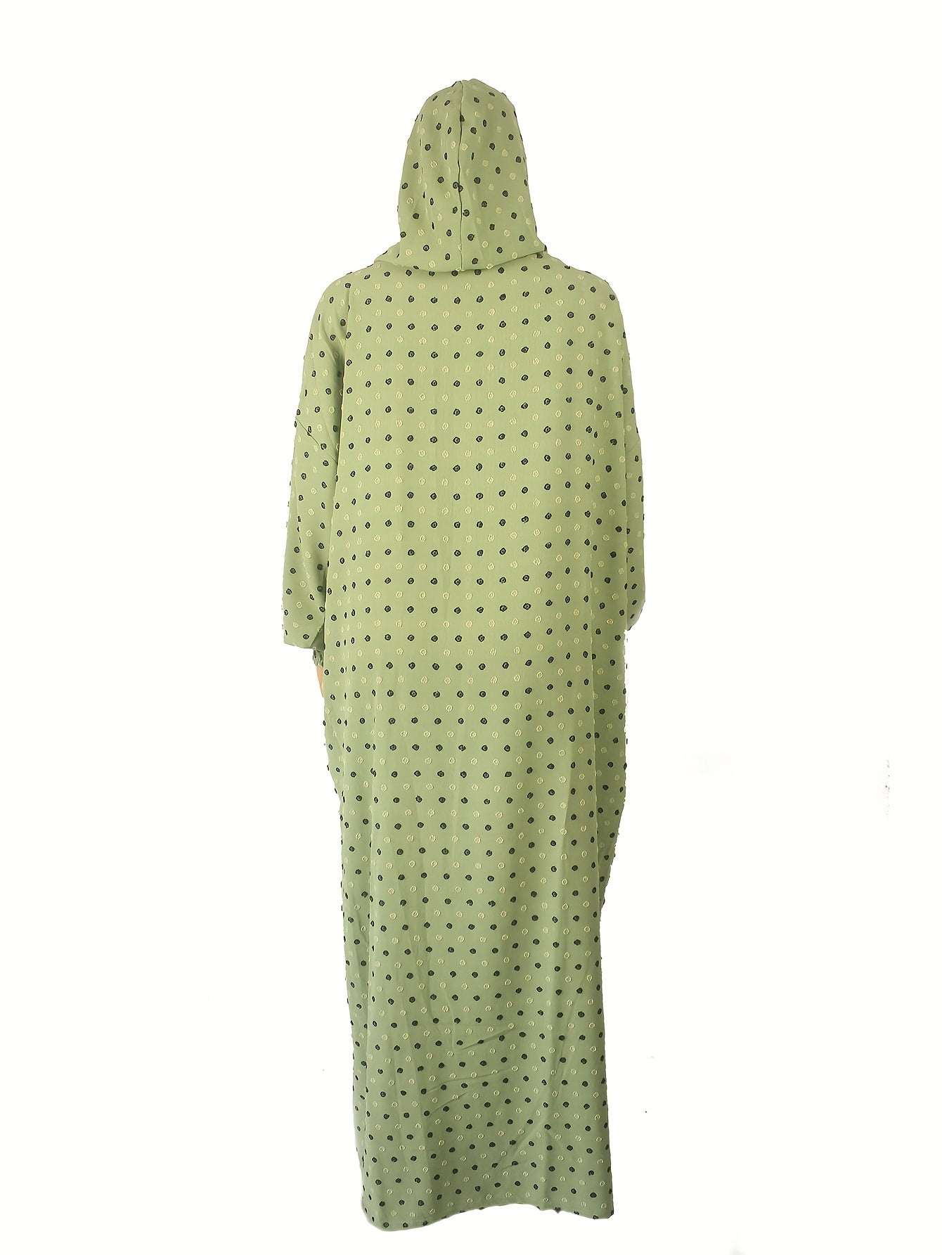 Plus Size Middle Eastern Abaya Turkish Kaftan Dress Hooded Puffed Sleeves Adjustable Waist