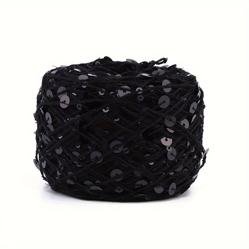 Sequin Cotton Yarn for Hand Knitting and Crocheting 50g White Red Black Beige
