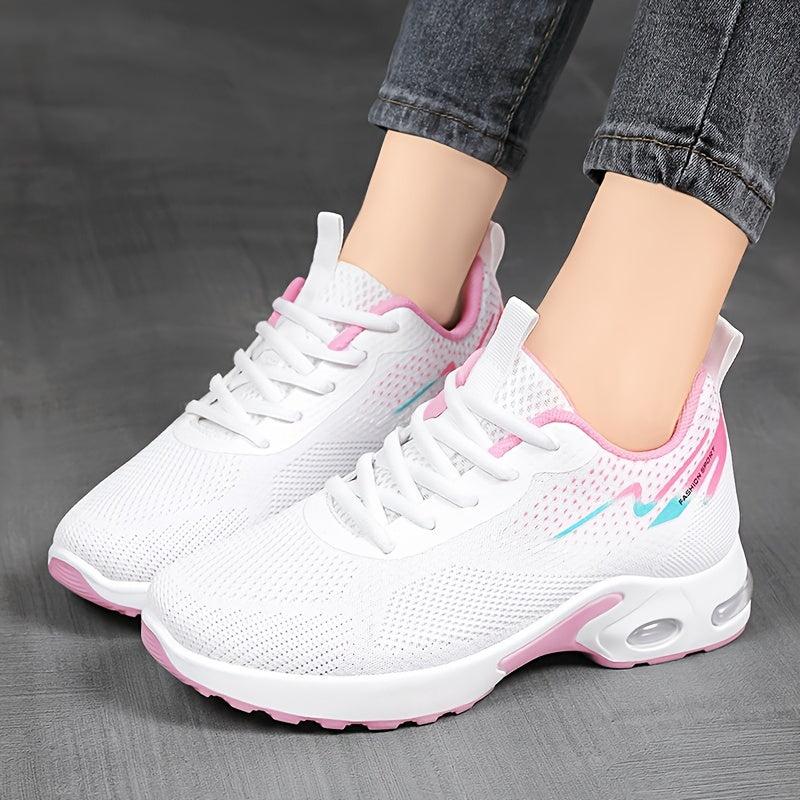 Women's Breathable Knit Sneakers Casual Lace-Up Outdoor Shoes Plus Size Low Top Sport