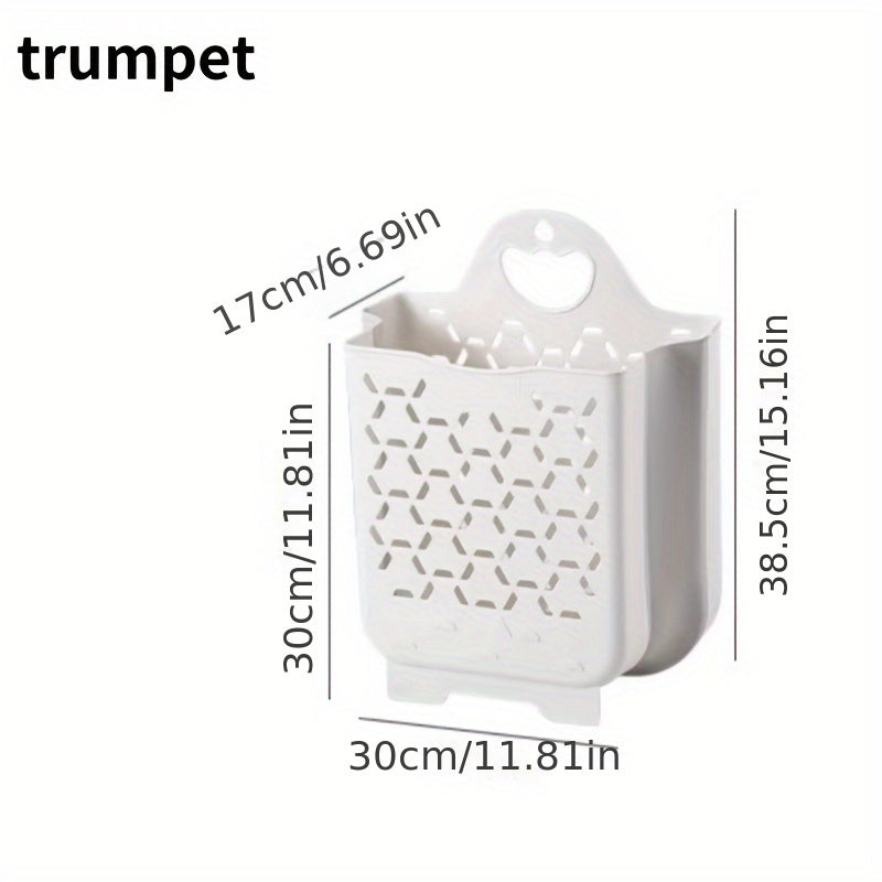 Conjunto de 3 cestas de ropa plegables para colgar en la pared con ganchos para baño o dormitorio