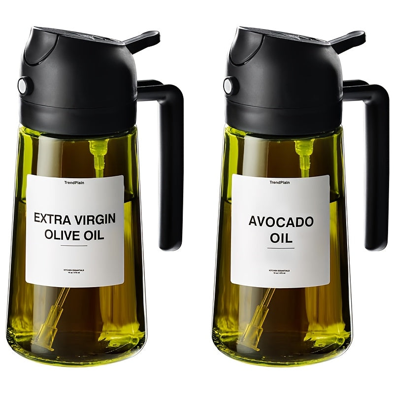 2-in-1 Glass Oil Dispenser and Sprayer for Cooking and Baking PVC-Free Kitchen Tool