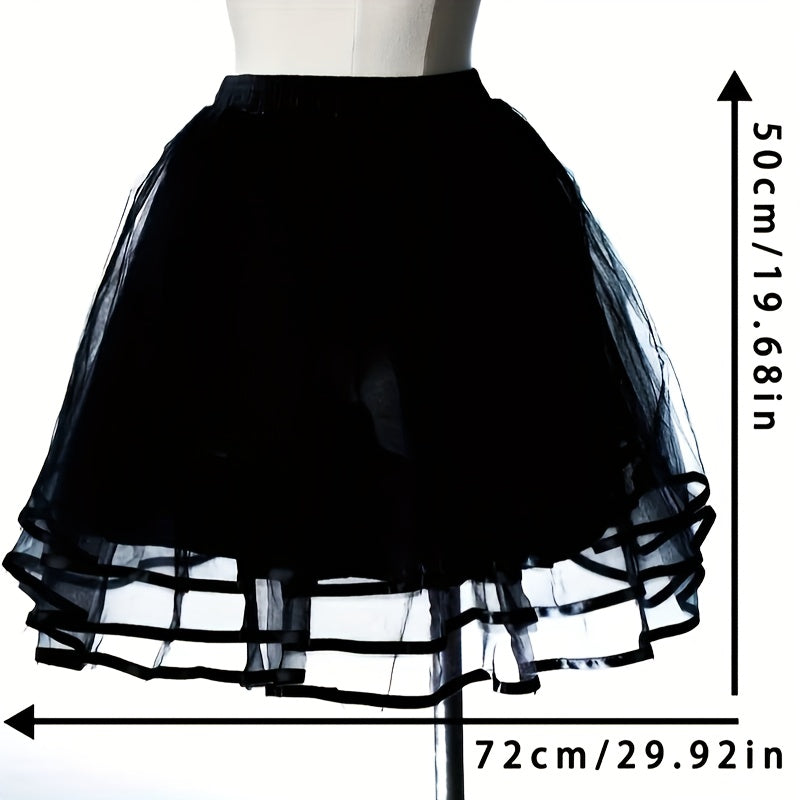 Ayollar uchun Tulle yubkasi, 3-qavatli ruffle, bir rangli, to'ylar va kundalik kiyimlar uchun