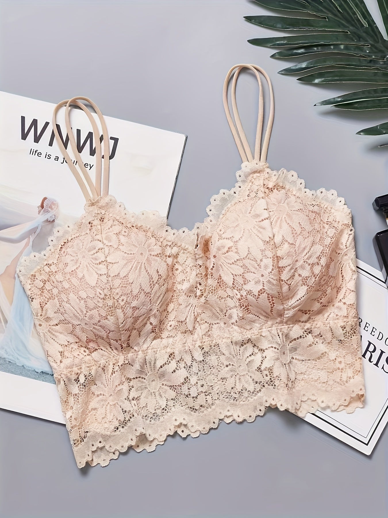 Women's Floral Lace Wireless Full Cup Bras with Removable Padding