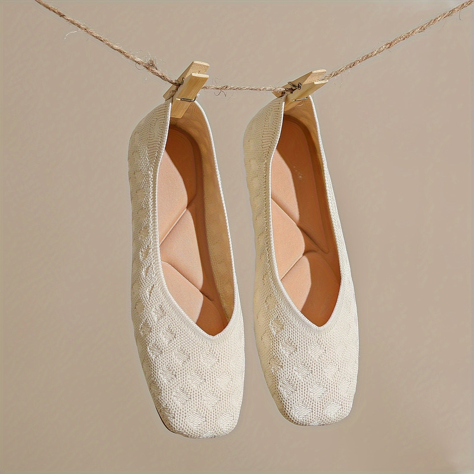 Women's Plaid Mesh Slip-On Ballet Flats Breathable Lightweight Fabric Shoes