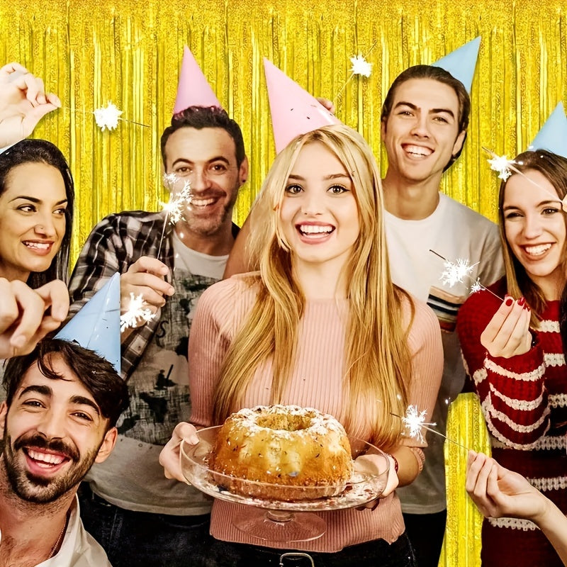 Cortinas de papel de aluminio con flecos morados 8.2x3.25 pies decoraciones para fiestas para vacaciones y eventos