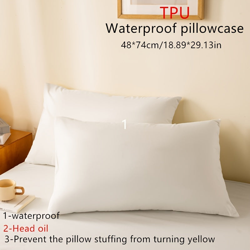 Waterproof Polyester Pillowcases Set, Oil-Resistant, Machine Washable