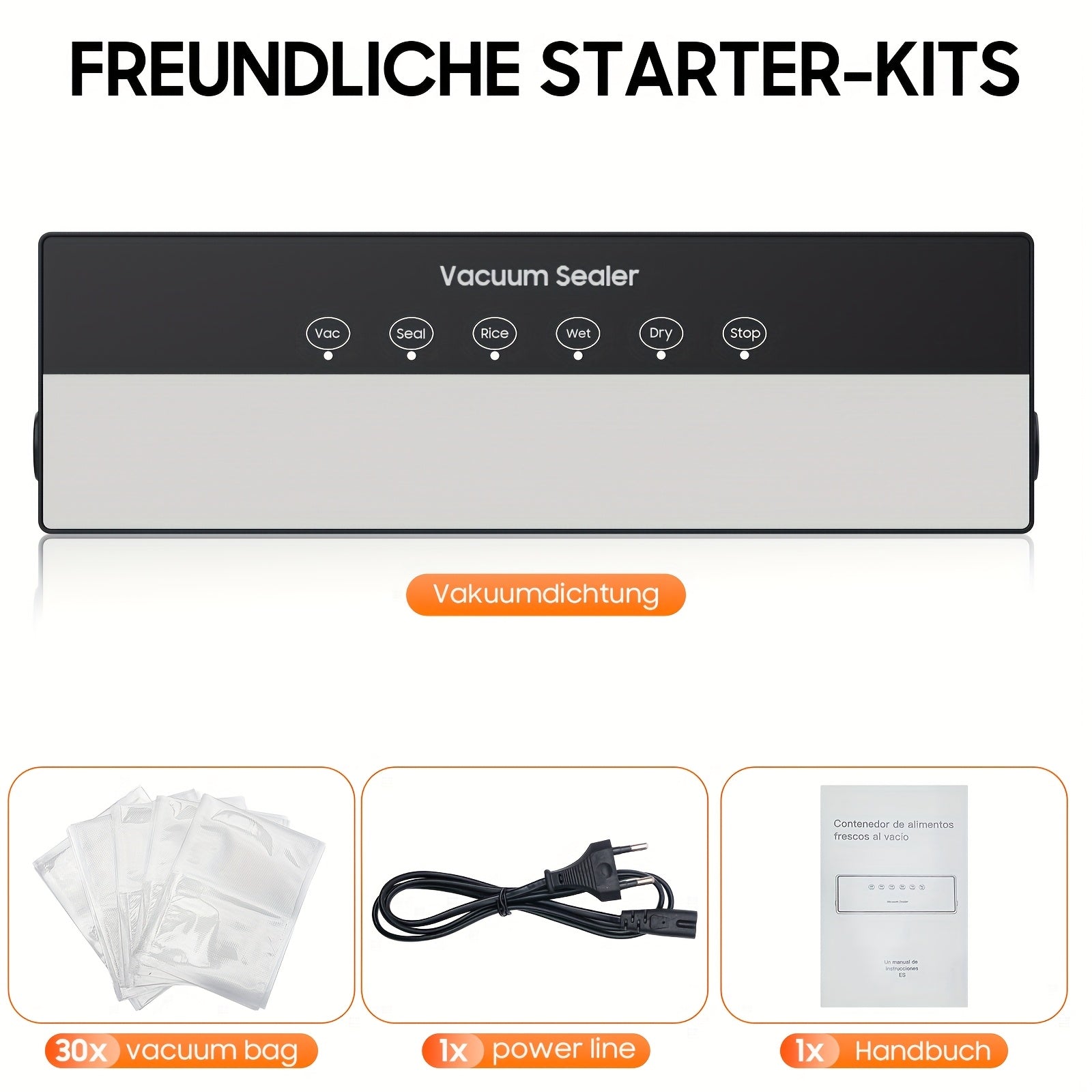 5-in-1 Ovqat vakuum yopish mashinasi oshxona uchun yangi 30 dona sumkalar, oziq-ovqat, go'sht