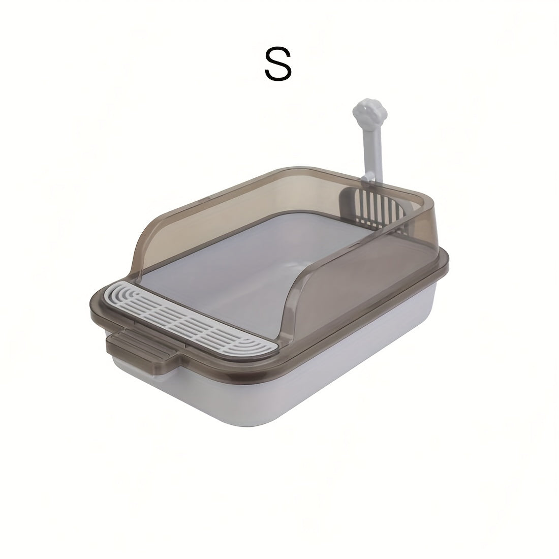 Rectangular Plastic Cat Litter Box with Removable Cover and Raised Edge
