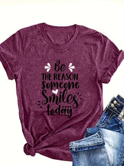 Women's Casual Short Sleeve Round Neck T-Shirt for Layering