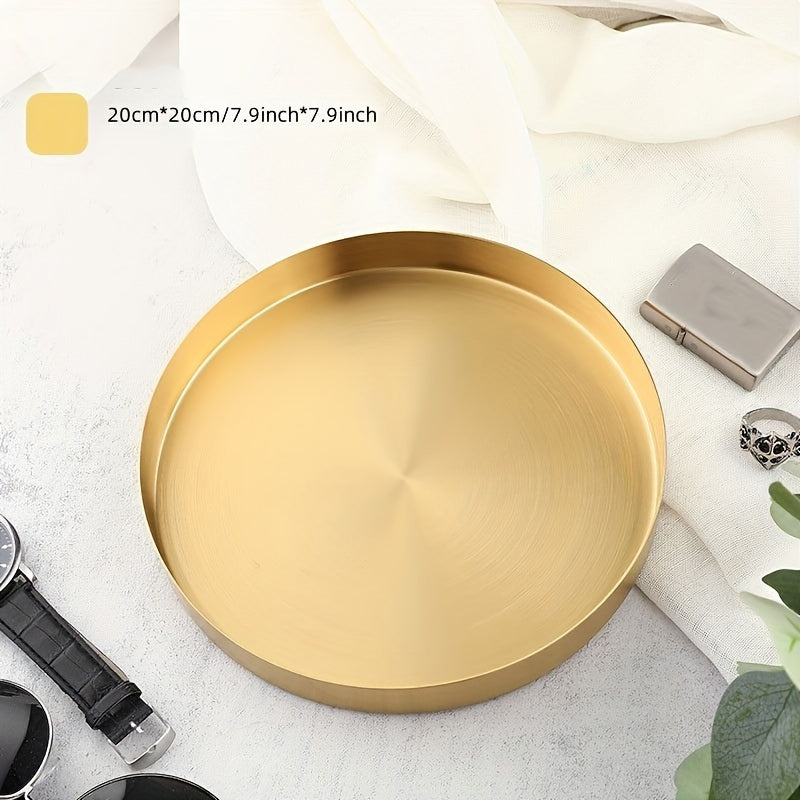 Круглая металлическая поднос в минималистском стиле для хранения на столе и стакана для воды