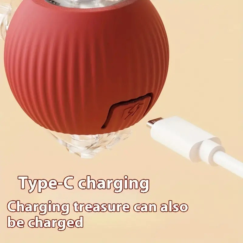 Small Dog Cat Silicone Striped Magic Ball USB Rechargeable Interactive Pet Toy