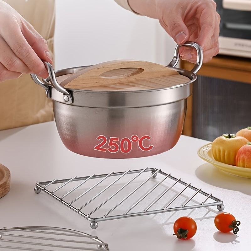 Two-Pack Stainless Steel Heat-Resistant Pot Holders Square Kitchen Mats for Pans Casseroles