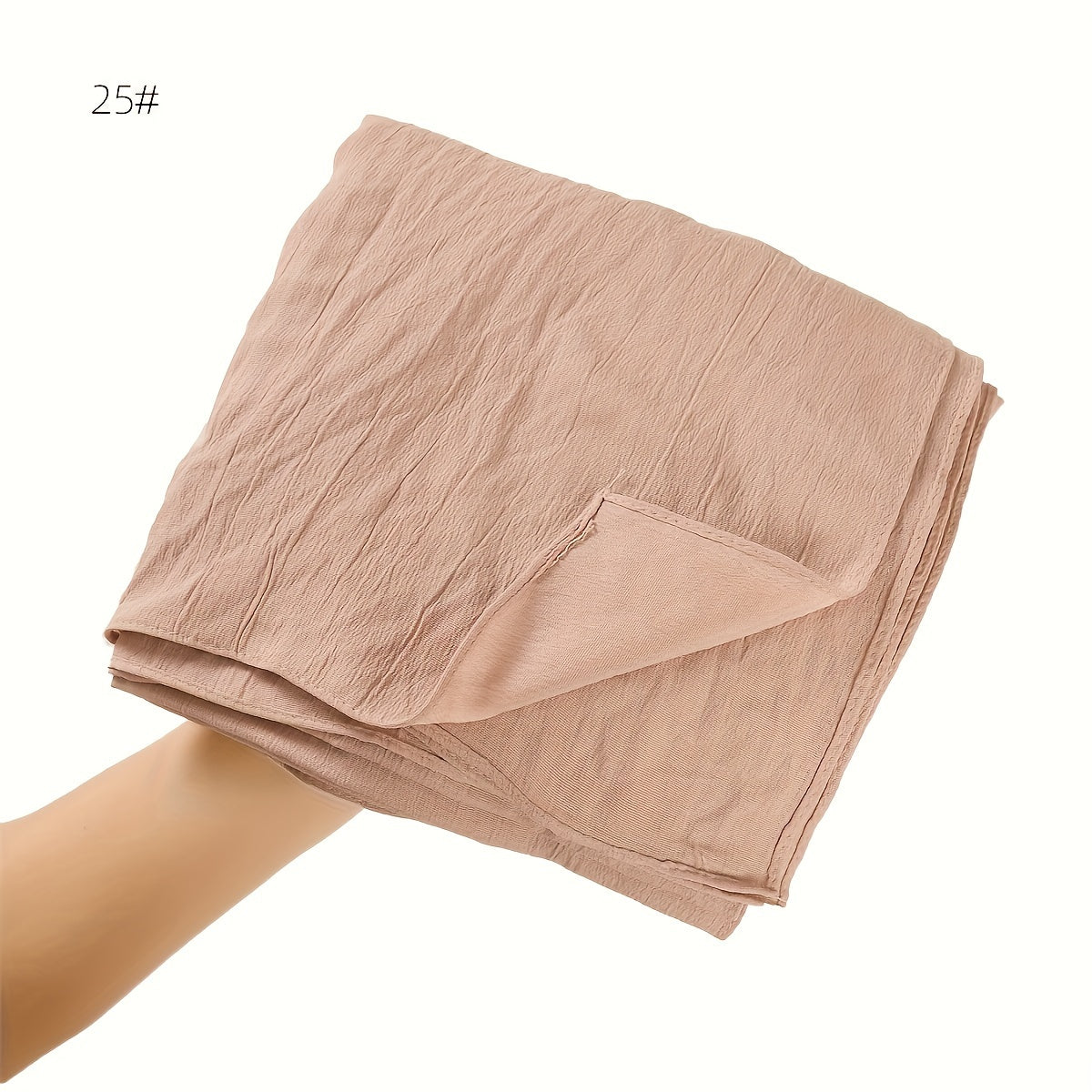 Breathable Muslim Women Hijab Solid Color Casual Crinkled Texture Sun and Wind Protection