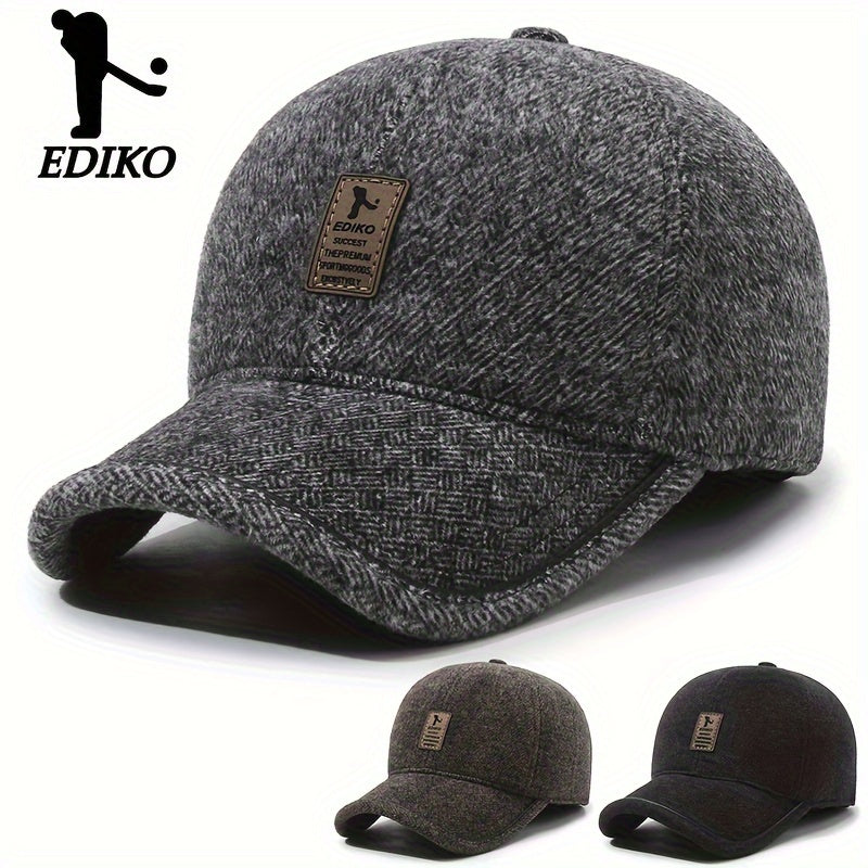 Gorra de béisbol de invierno para hombre con orejeras, forro de felpa, resistente al viento y para exteriores
