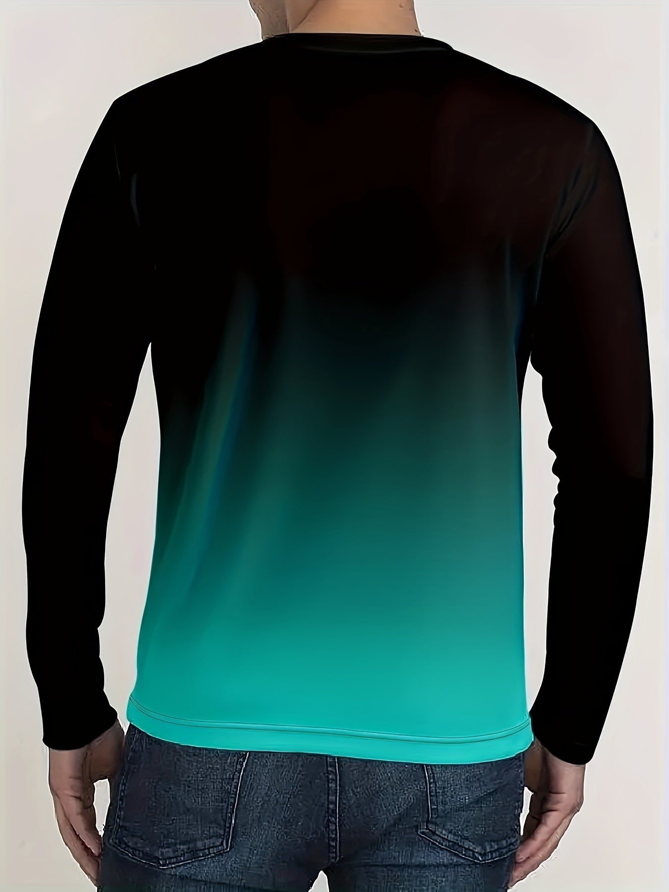 Men's Long Sleeve Ombre Crew Neck T-Shirt Polyester Casual Spring Fall
