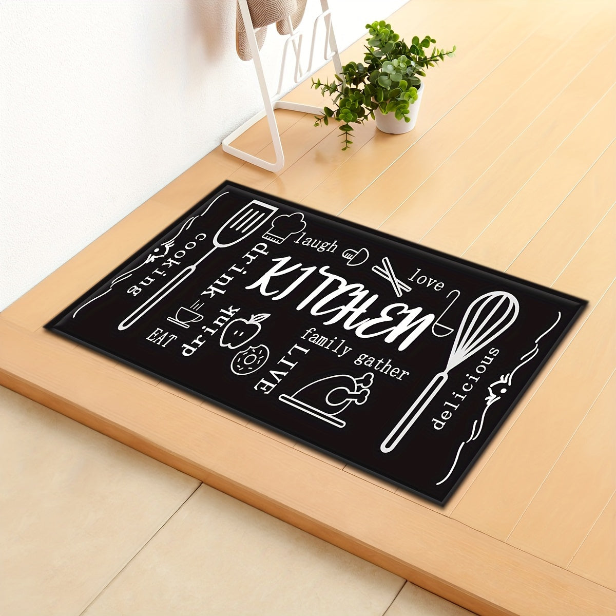 Absorbent Long Kitchen Mat Black Bottom Anti-slip Floor Mat for Bathroom Bedroom
