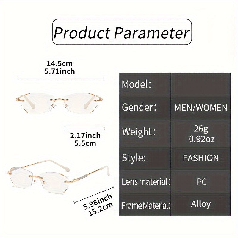 Очки для чтения без ободка с блестками для женщин +1.0 до +4.0 диоптрий