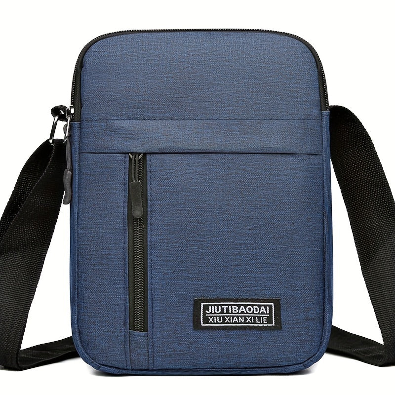 Men's Casual Oxford Cloth Shoulder Bag with Multiple Compartments Black