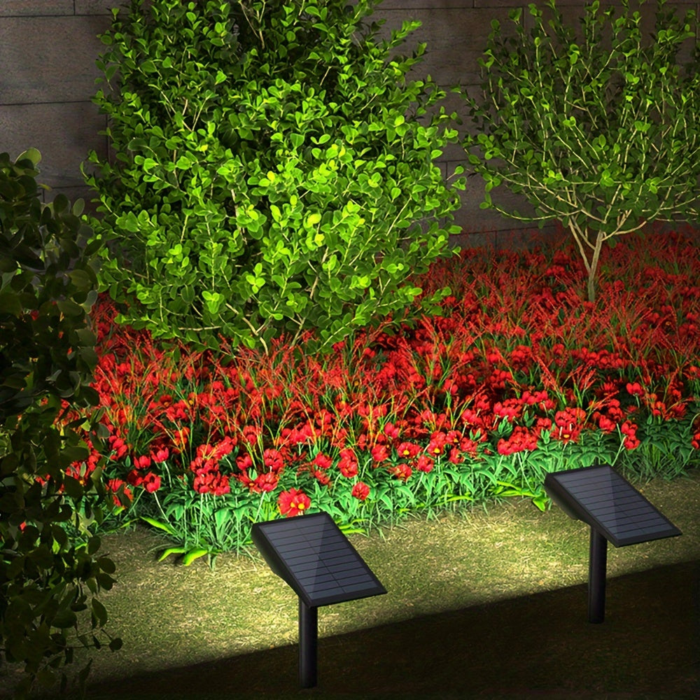 Luz de foco solar exterior con 9 LED, 5 modos de iluminación, encendido/apagado automático para jardín y paisaje