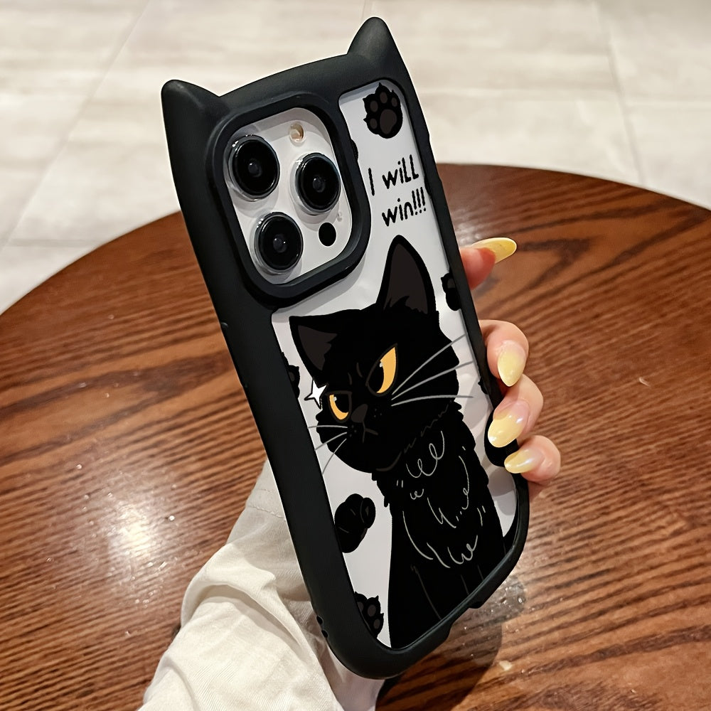 Black Cat Ears TPU Phone Case for iPhone 16 Pro Max 11 12 13 Pro Max 14 Pro Max 15