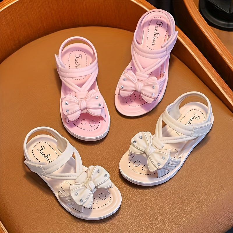 Детские летние сандалии для девочек средних и больших размеров с цветочным узором, PVC, низкий топ