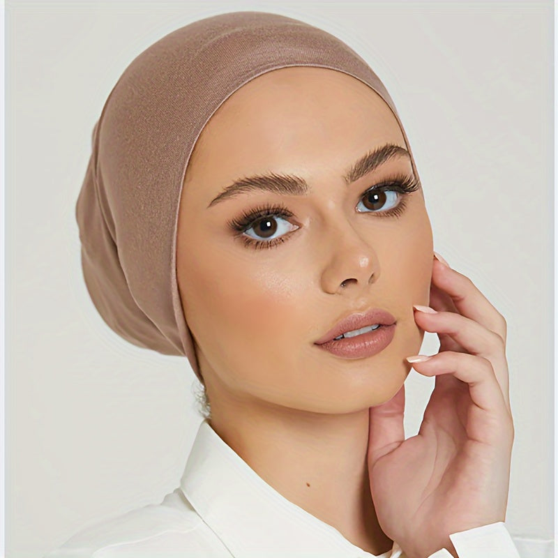 Set of 6 Women's Soft Polyester Undercaps in Solid Colors, Stretchy and Comfortable