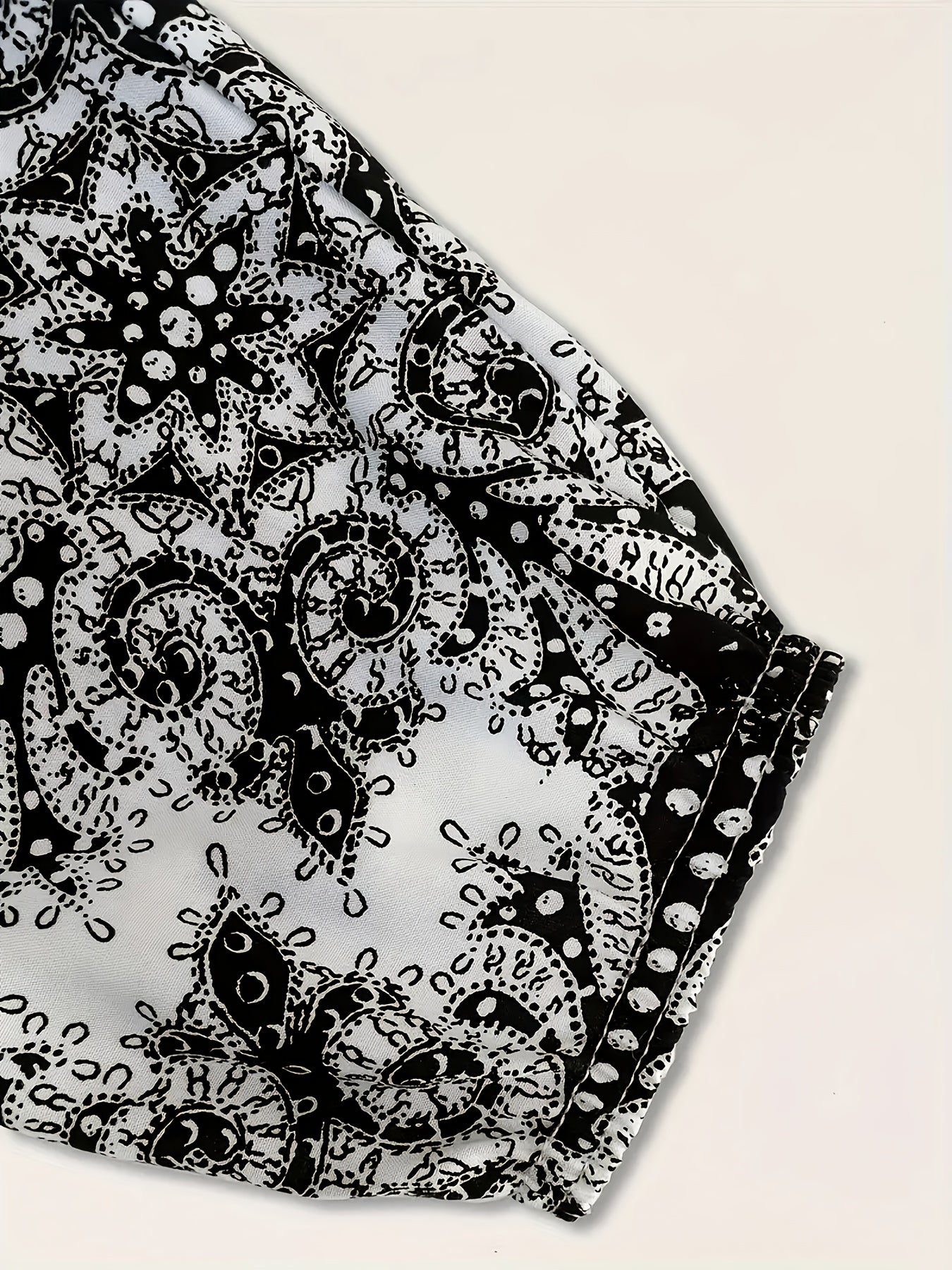 Women's Plus Size Bohemian Print Joggers Black White Tribal Loose Fit Pants