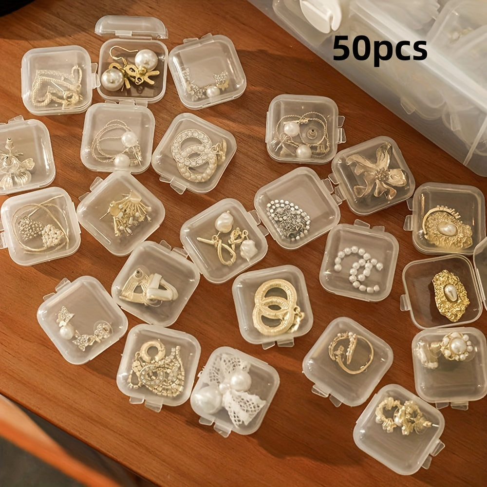 Набор из 50 прозрачных пластиковых контейнеров для хранения с крышками для украшений и бисера