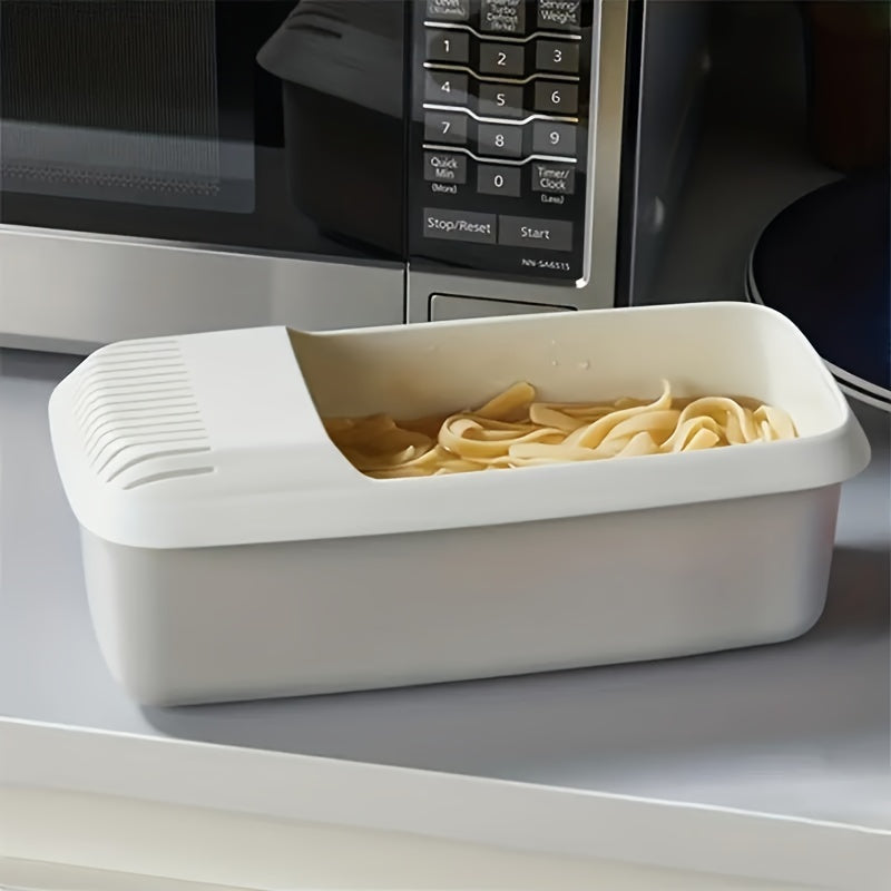 Microwave Pasta Cooker with Strainer Heat-Resistant Plastic Easy-Clean Noodle Steamer