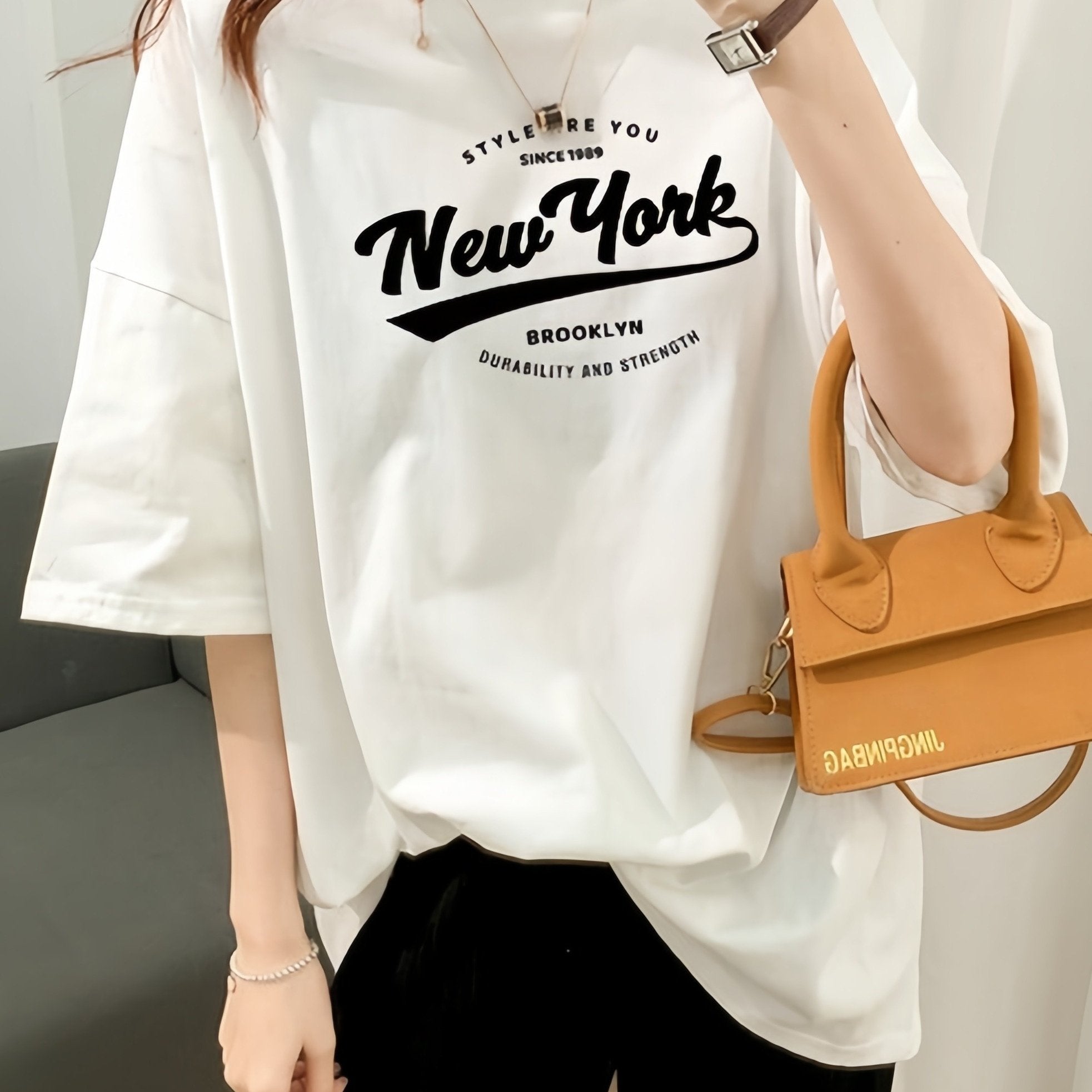 Women's Cotton Letter Print T-Shirt for Summer and Spring Half Sleeve Casual Top