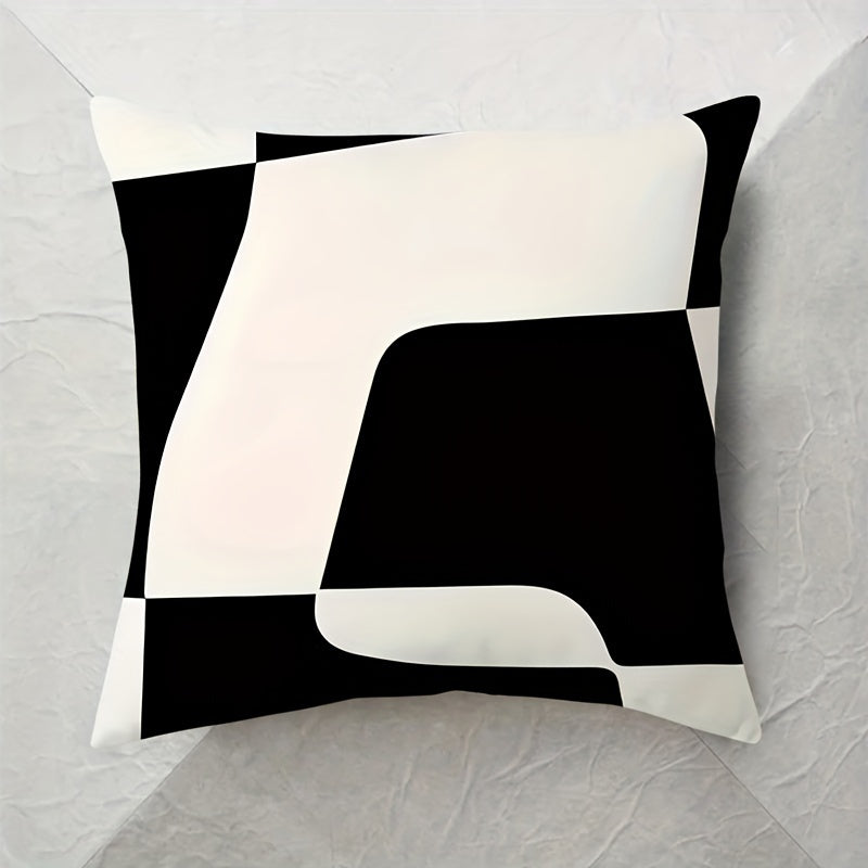 Geometric Abstract Art Pillowcase Black and White Double-Sided Decorative Pillow