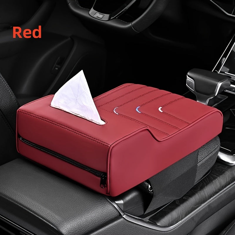 Memory Foam Car Armrest Cushion with Tissue Box Holder Black Ergonomic Support